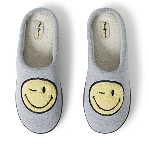 DEARFOAMS UNISEX ADULT SMILE ICON RETRO PREPPY SLIPPER MEN LARGE - GRAY - Brand New
