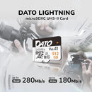 DTTF512GU3A1V60U2A DATO 512GB LIGHTNING MICROSD CARD UHS-II A1 C10 U3 V60 BLACK - Brand New