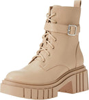 THE DROP WOMEN'S KOI LACE UP PLATFORM COMBAT - SIZE: WOMEN 9 (AU/UK W7) - SAND - Like New