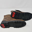 HOGO HUGO MEN'S RYAN SMOOTH LEATHER LACE UP BOOT - SIZE: MEN 10 - OPEN BROWN - Like New