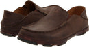 OK10128 OLUKAI MOLOA MEN'S PREMIUM LEATHER SHOES, SIZE 9 - DARK WOOD/JAVA - Like New