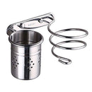 DUSAHDSG 2 INSTALLATION METHODS HAIRDRYER SPIRAL HOLDER RACK BATHROOM - SILVER - Like New