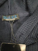 BLUE ICE WAFFLE KNIT HOODED SWEATER - SIZE: MEN M - NAVY - Like New