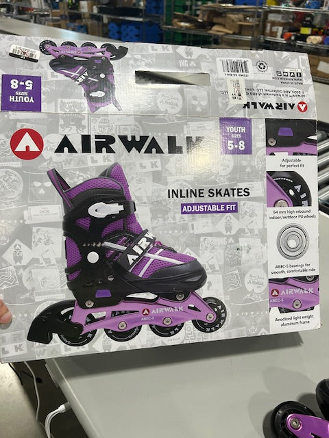 AIRWALK YOUTH INLINE SKATE - PLUM PURPLE (5-8) - PLUM PURPLE - Like New