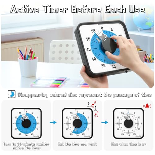 SECURA 60-MINUTE VISUAL COUNTDOWN TIMER 7.5 OVERSIZE CLASSROOM T764 - BLUE - Like New