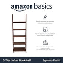 AMAZON BASICS LADDER BOOKSHELF ORGANIZER RUBBERWOOD FRAME ESPRESSO - MODERN - Like New