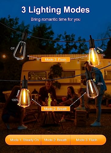 Brightown Outdoor String Lights Remote 38FT LED Patio 16 Shatterproof - Black - Like New