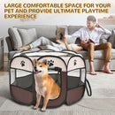 NIUBYA PORTABLE INDOOR/OUTDOOR DOG & CAT PLAYPEN, 36IN - BROWN/WHITE - Like New