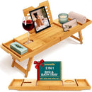 SERENELIFE BATH CADDY BREAKFAST TRAY COMBO GIFT BOX WATERPROOF BAMBOO - BAMBOO - Brand New