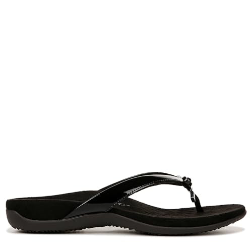 10000435001 VIONIC BELLA THONG SANDALS BLACK PATENT SIZE WOMENS 8.5 BLACK - Like New