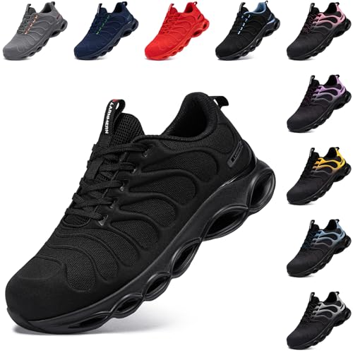 LARNMERN Steel Toe Shoes for Men Women Comfortable Safety Shoes Black Size 8 - Like New