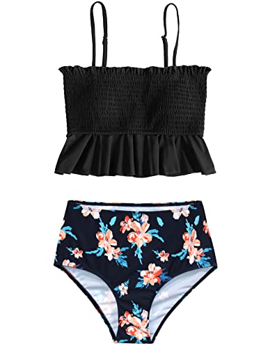 AONTUS Women Two Piece Bandeau Bikini Swimsuit With Bottoms AON-2PBIKINISS-BLK-M - Like New