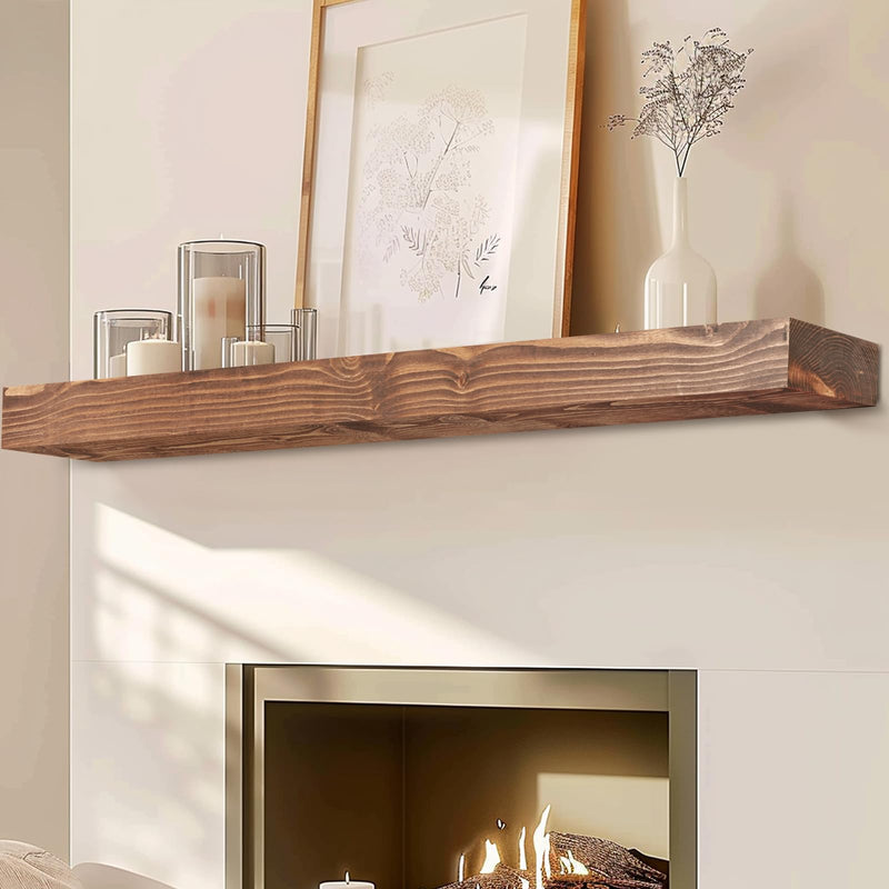 YLYHSST 72" FIREPLACE MANTEL, 3" THICK HANDMADE RUSTIC SOLID - Scratch & Dent