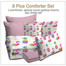BlessLiving Girls Tropical Bed in A Bag Flamingo, Pineapples Bedding Sets Twin - Brand New