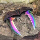IWROT DARK BAT KNIGHT DOUBLE BLADE FOLDING POCKET KNIFE SPRING ASSIST - BLACK - Like New