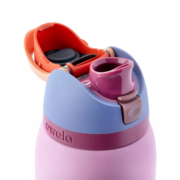 OWALA 40OZ FREESIP STAINLESS STEEL WATER BOTTLE - KICKFLIP/PINK - Like New