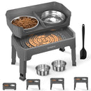 OIYEEFO 3 IN 1 LARGE ELEVATED DOG BOWLS 4 ADJUSTABLE HEIGHT BOWL - GRAY - Like New