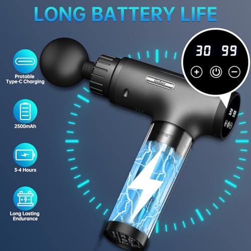 GVBER MASSAGE GUN, MASSAGE GUN DEEP TISSUE, HANDHELD BACK MASSAGER, GREY - Like New