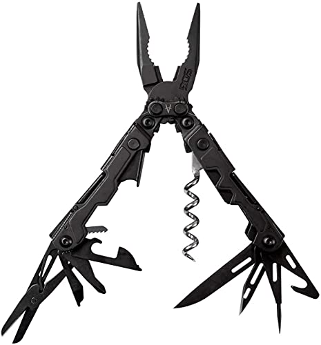 SOG POWERLITRE MINI UTILITY MULTI-TOOL 19 LIGHTWEIGHT TOOLS PL1002-CP - BLACK - Like New