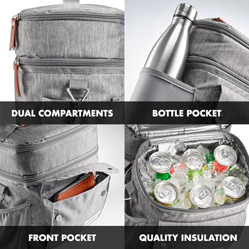 FIT & FRESH FOUNDRY DUAL COMPARTMENT LUNCH BAG INSULATED - GRAY - Brand New