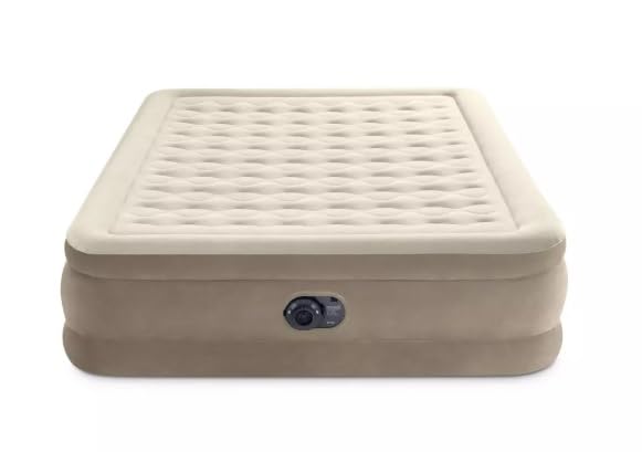INTEX ULTRA PLUSH QUEEN SIZE AIR MATTRESS 120V INTERNAL 66194T - BEIGE - Like New