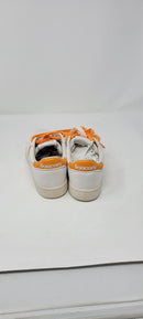 SAUCONY JAZZ COURT MENS LEATHER LIFESTYLE SHOES - SIZE: MEN 4 - WHITE/ORANGE - Like New
