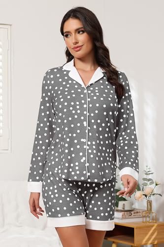 FKEEP BUTTON DOWN PAJAMAS SETS WOMEN SILK PJS SETS LOUNGEWEAR 2XL- DARK GRAY - Brand New