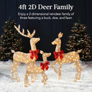 Best Choice Products 4ft 3-Piece 2D Lighted Christmas Deer Family Set - Gold - Brand New