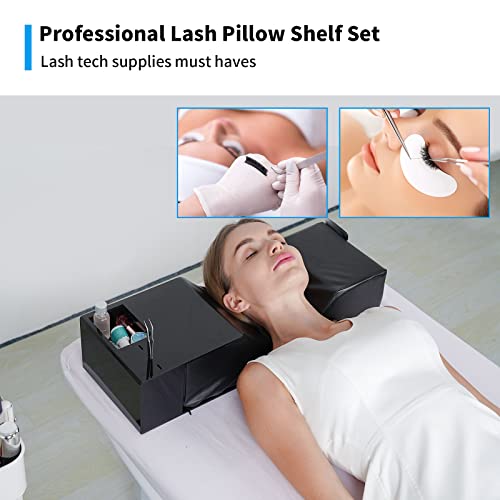 Eyelash Extension Neck Pillow With Acrylic Shelf Organizer Stand PU Leather - Like New