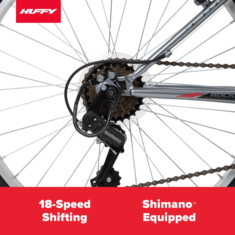 HUFFY 24" ROCK CREEK MOUNTAIN BIKE, FITS RIDERS 4'8" - 5'8", GRAY - Like New