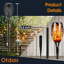 OTDAIR SOLAR OUTDOOR LIGHTS, 12 PACK 12LED SOLAR TIKI TORCHES, BLACK - Like New