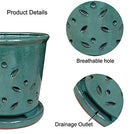 7" Large Round Orchid Pot Forest Green Ceramic pots Orchids Drainage B094FKDC4R - Brand New