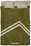 SereneLife Double Sleeping Bag with Two Pillows - Green/Gray - Like New