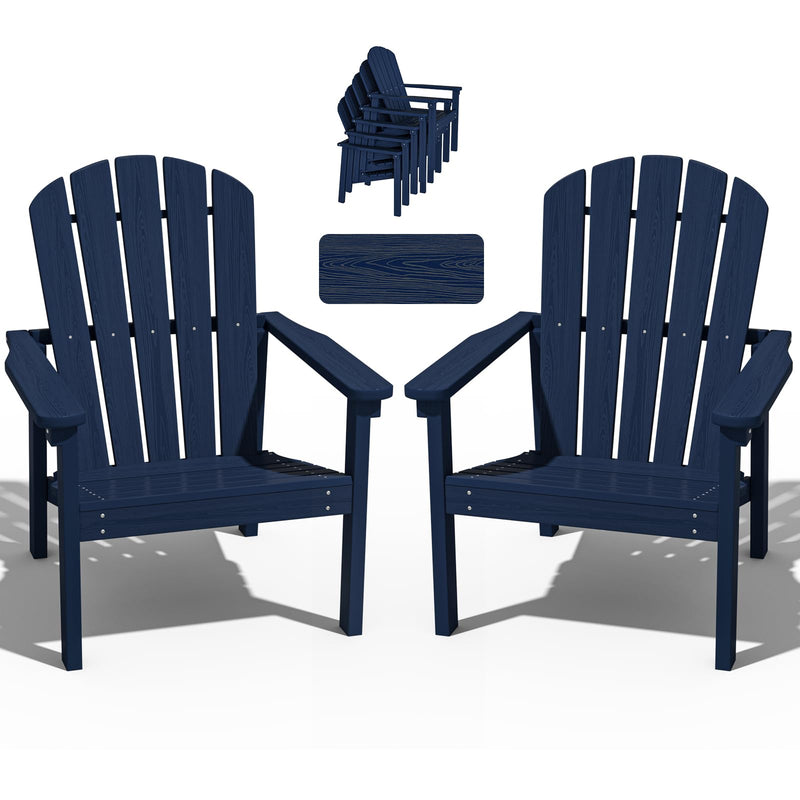 NEVILYWOOD STACKABLE ADIRONDACK CHAIR ALL-WEATHER HDPE - NAVY, 2pcs - Like New