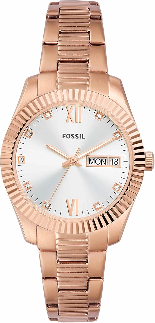 Fossil Scarlette Mini Quartz Stainless Steel Three-Hand Watch ES5200 - Rose Gold Like New