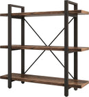 3 TIER BOOKSHELF MODERN RUSTIC OPEN BOOKSHELF OFFICE WOOD - DISTRESSED BROWN - Like New