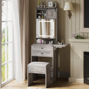 ARTETHYS FARMHOUSE SMALL VANITY DESK SET WITH MIRROR CABINET COMPACT - GRAY - Like New