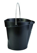 Vikan 56869 Plastic Round Heavy Duty Pail Stainless Steel Handle, 3 gal - Black - Brand New