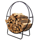 SUNNYDAZE 24-INCH OUTDOOR FIREWOOD RACK STEEL FIREPLACE WOOD HOLDER - BLACK - Like New
