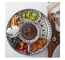 GENERIC LAZY SUSAN LARGE 7 PIECE SERVEWARE SET - BLACK WHITE - Like New