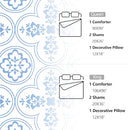 Style Quarters Queen Comforter Set 3 Pieces Geometric Boho Bedding Sets -Blue - Brand New