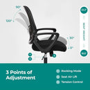 UOCFYK ERGONOMIC COMPUTER MESH SWIVEL TASK CHAIR LUMBAR SUPPORT - BLACK - Brand New