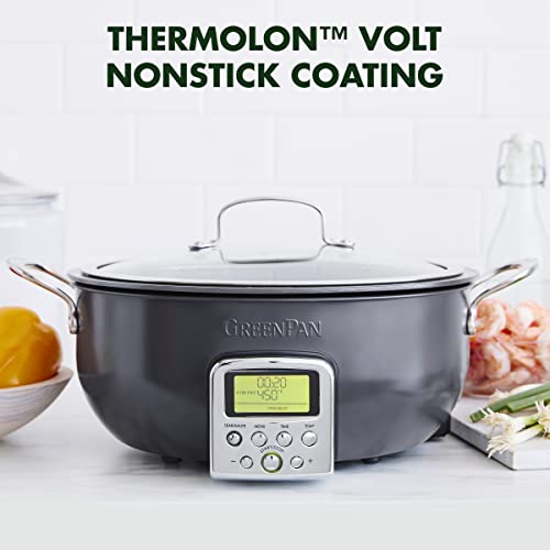 GreenPan Elite Essential Smart Electric 6QT Skillet Pot CC007703-001 Graphite - Like New