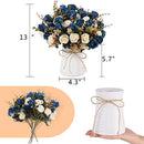 MOOMASS LIFELIKE ARTIFICIAL ROSE BOUQUETS AND CERAMIC VASES - NAVY BLUE - Like New