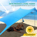 PETNOZ BEACH TENT CANOPY SUN SHADE UPF50+, EASY POP UP 10×10 FT 4 POLE - BLUE - Like New