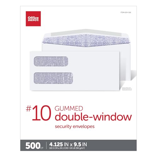 OFFICE DEPOT DOUBLE-WINDOW ENVELOPES