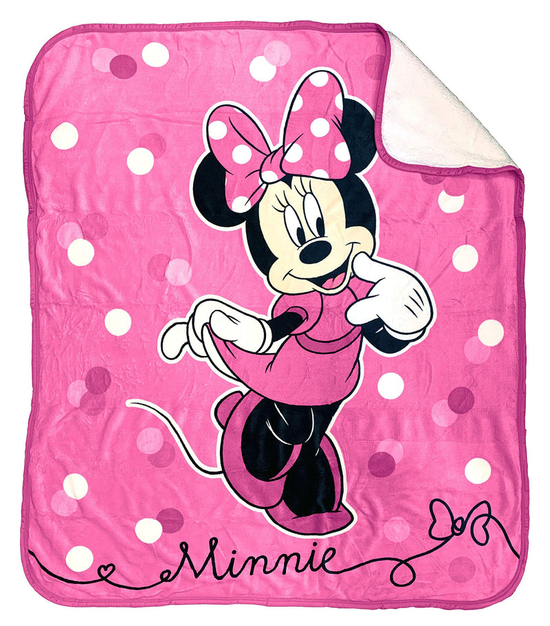 Jay Franco Disney Minnie Mouse Sweet Dots Sherpa Throw Blanket - Pink - Like New