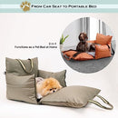 ELILY Premium Dog Car Seat Portable Puppy Car Seat with Storage Pockets (Olive) - Brand New