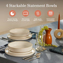 Our Place Dinner Bowls - Set of Four 8.5" Handcrafted Ceramic Pasta Bowls -Steam - Brand New