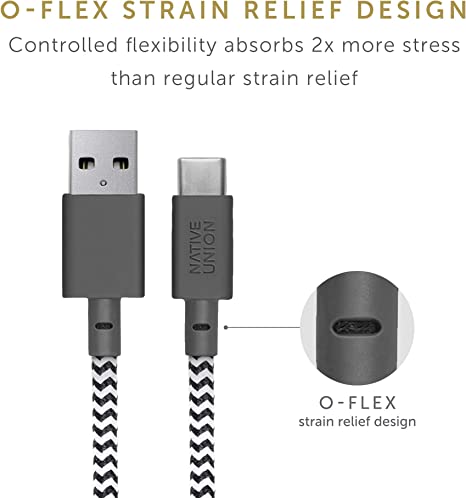 Native Union Belt Cable USB-C to USB-A 4ft BELT-L-ZEB-2-V2 - Zebra - Like New